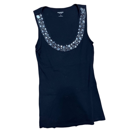 Embellished Express Ribbed Tank Top - Picture 1 of 2